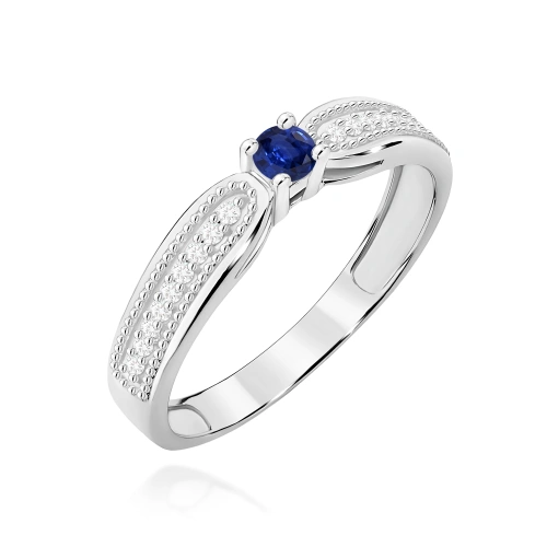 Inel W0449 Safir 0,15ct Aur alb 375