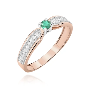 Pierścionek W0449 Szmaragd 0,15ct różowe złoto