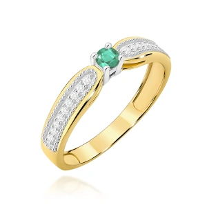 Pierścionek W0449 Szmaragd 0,15ct żółte złoto