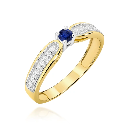 Pierścionek W0449 Szafir 0,15ct żółte złoto 375