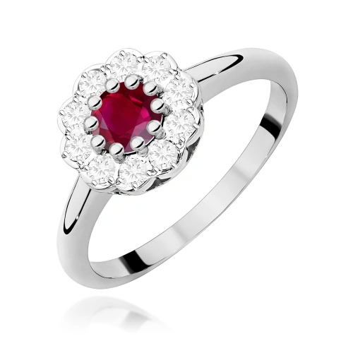 Pierścionek W0529 Rubin 0,60ct białe złoto 375