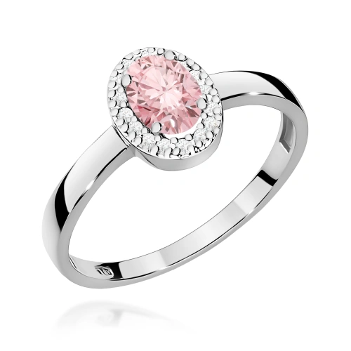 Pierścionek W0330 Diament Laboratoryjny różowy 0,50ct białe złoto