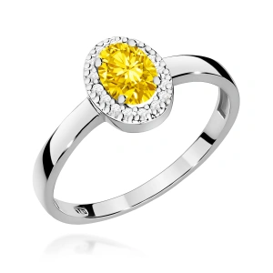 Pierścionek W0330 Diament Laboratoryjny żółty 0,50ct białe złoto