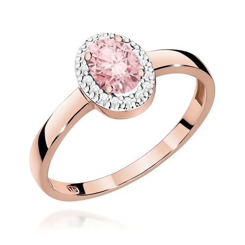 Pierścionek W0330 Diament Laboratoryjny różowy 0,50ct różowe złoto