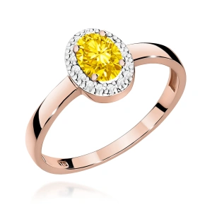 Pierścionek W0330 Diament Laboratoryjny żółty 0,50ct różowe złoto