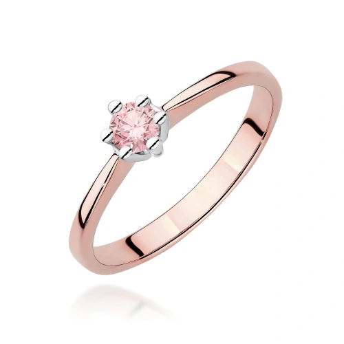 Pierścionek W0256 Diament Laboratoryjny różowy 0,15ct różowe złoto