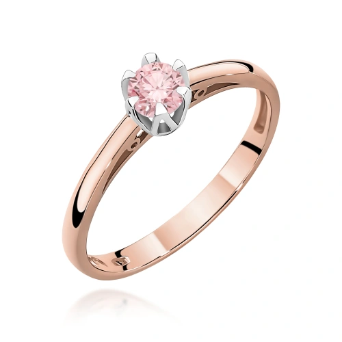Pierścionek W0133 Diament Laboratoryjny różowy 0,15ct różowe złoto