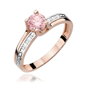 Pierścionek W0106 Diament Laboratoryjny różowy 0,50ct różowe złoto