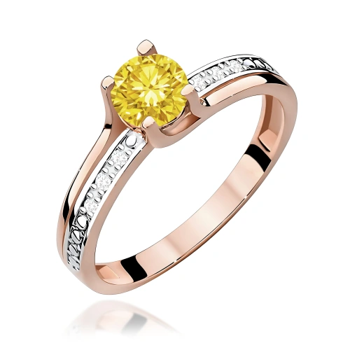 Pierścionek W0106 Diament Laboratoryjny żółty 0,50ct różowe złoto