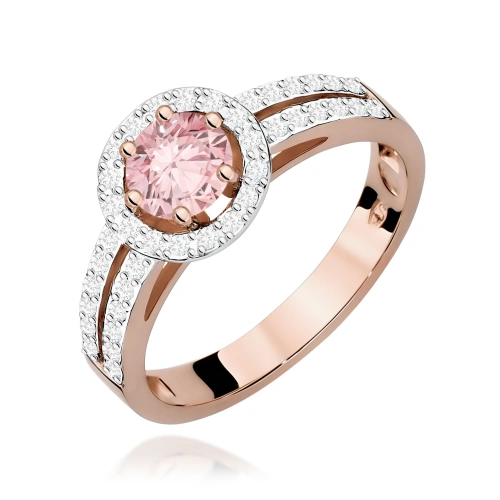Pierścionek W0087 Diament Laboratoryjny różowy 0,50ct różowe złoto