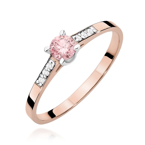 Pierścionek W0399 Diament Laboratoryjny różowy 0.15ct różowe złoto