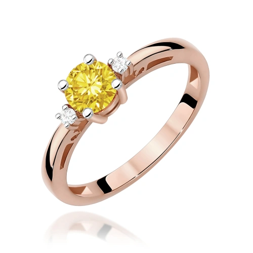 Pierścionek W0010 Diament laboratoryjny żółty 0,50ct różowe złoto