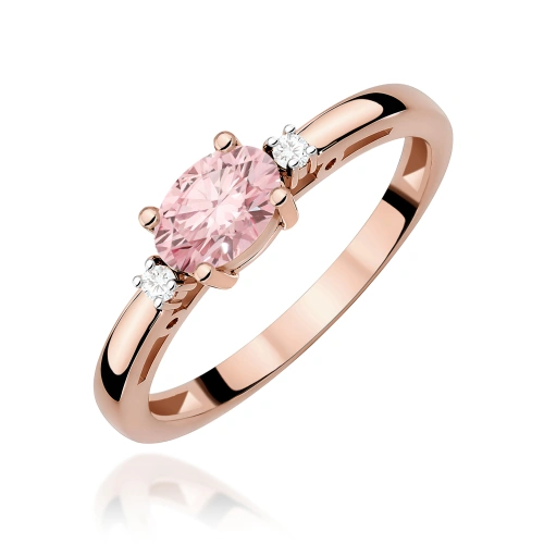Pierścionek W0006 Diament Laboratoryjny różowy 0,50ct różowe złoto