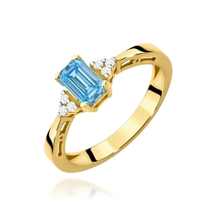 Pierścionek W0002 Diament laboratoryjny niebieski 0,50ct żółte złoto