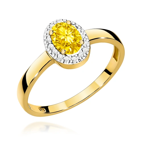 Pierścionek W0330 Diament Laboratoryjny żółty 0,50ct żółte złoto 375