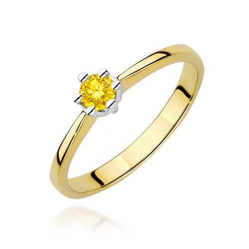 Pierścionek W0256 Diament Laboratoryjny żółty 0,15ct żółte złoto 375