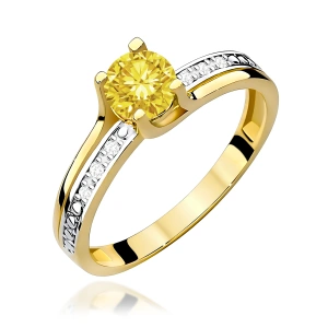 Pierścionek W0106 Diament Laboratoryjny żółty 0,50ct żółte złoto 375