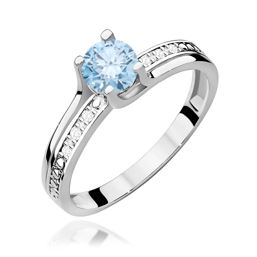 Pierścionek W0106 Diament Laboratoryjny niebieski 0,50ct białe złoto 375