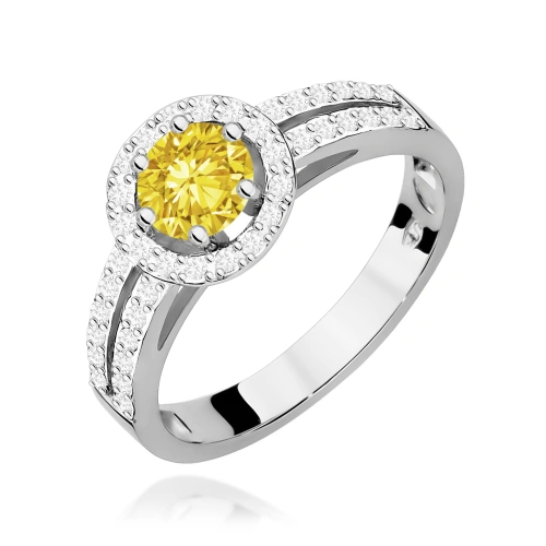 Pierścionek W0087 Diament Laboratoryjny żółty 0,50ct białe złoto 375