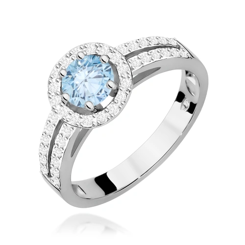 Pierścionek W0087 Diament Laboratoryjny niebieski 0,50ct białe złoto 375