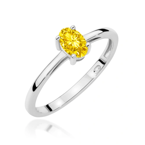Pierścionek W0685 Diament laboratoryjny żółty 0,50ct białe złoto 375
