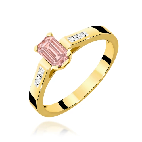 Pierścionek W0078 Diament laboratoryjny różowy 0,50ct żółte złoto 375
