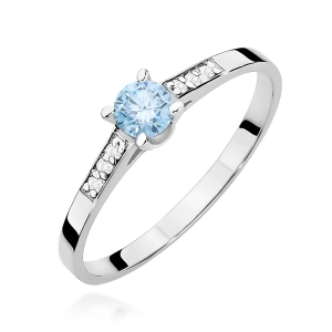 Pierścionek W0399 Diament Laboratoryjny niebieski 0.15ct białe złoto 375