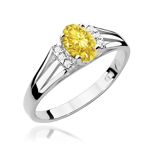Pierścionek W0005 Diament Laboratoryjny żółty 0,50ct białe złoto 375