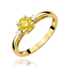 Pierścionek W0010 Diament laboratoryjny żółty 0,50ct żółte złoto 375