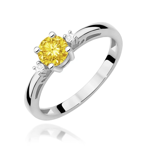 Pierścionek W0010 Diament laboratoryjny żółty 0,50 ct białe złoto 375