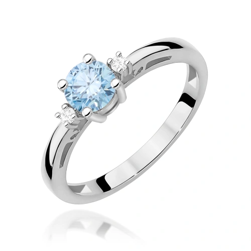 Pierścionek W0010 Diament Laboratoryjny niebieski 0,50ct białe złoto 375