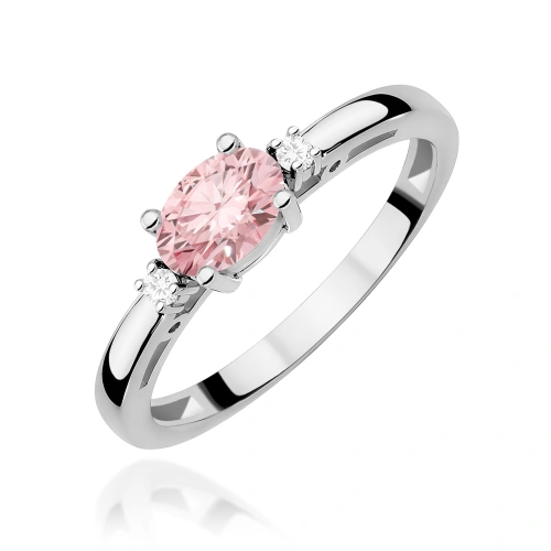 Pierścionek W0006 Diament Laboratoryjny różowy 0,50ct białe złoto 375