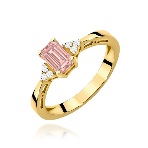 Pierścionek W0002 Diament laboratoryjny różowy 0,50ct żółte złoto 375