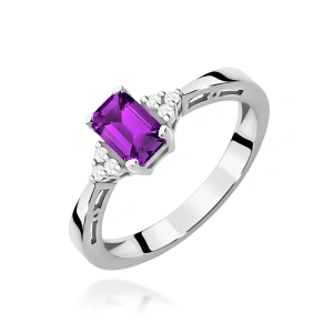 Pierścionek W0002 Ametyst 0,50ct białe złoto 375