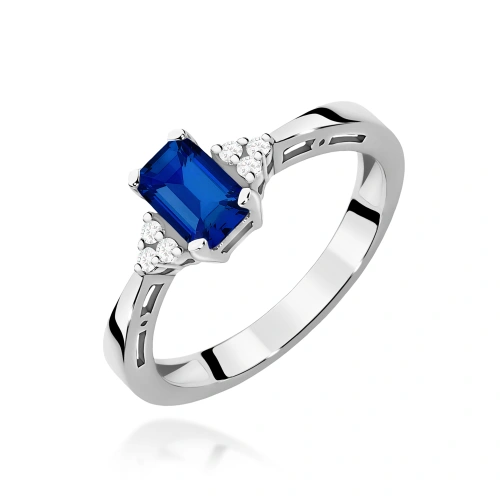 Pierścionek W0002 Szafir 0,60ct białe złoto 375