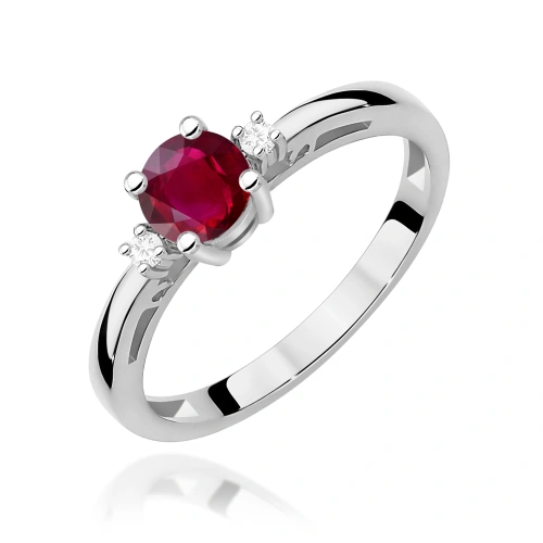 Pierścionek W0010 Rubin 0,60ct białe złoto 375