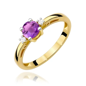 Pierścionek W0010 Ametyst 0,50ct żółte złoto 375
