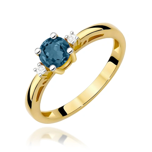 Pierścionek W0010 Topaz London Blue 0,50ct żółte złoto