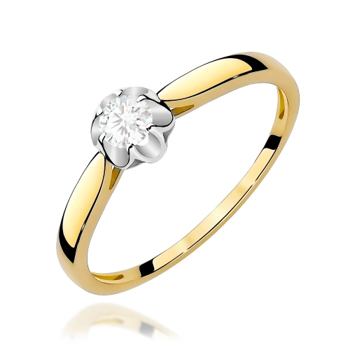 Pierścionek W0062 Diament 0,15ct Żółte złoto 375