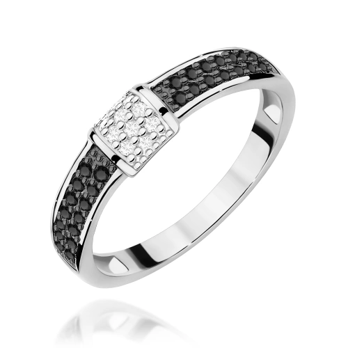 Bague W0297 avec diamants noirs Or blanc
