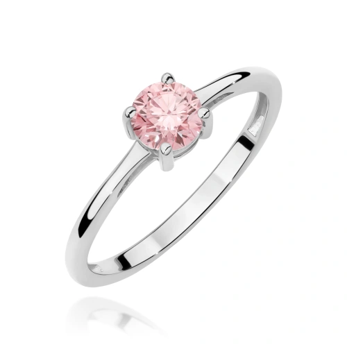 Pierścionek W0656 Diament Laboratoryjny różowy 0.50ct białe złoto 375