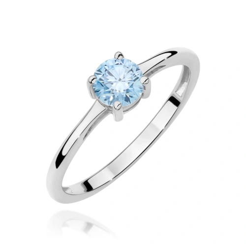Pierścionek W0656 Diament Laboratoryjny niebieski 0.50ct białe złoto 375