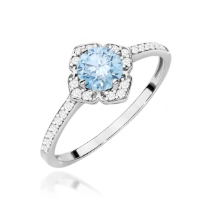 Pierścionek W0603 Diament Laboratoryjny niebieski 0,50ct białe złoto 375