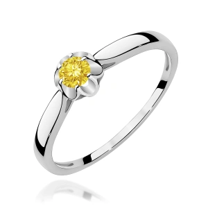 Pierścionek W0062 Diament Laboratoryjny żółty 0,15ct białe złoto 375