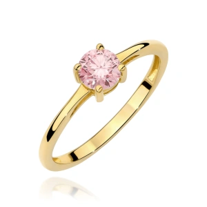 Pierścionek W0656 Diament Laboratoryjny różowy 0.50ct żółte złoto