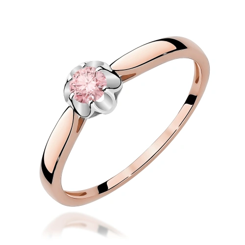 Pierścionek W0062 Diament Laboratoryjny żółty 0,15ct różowe złoto