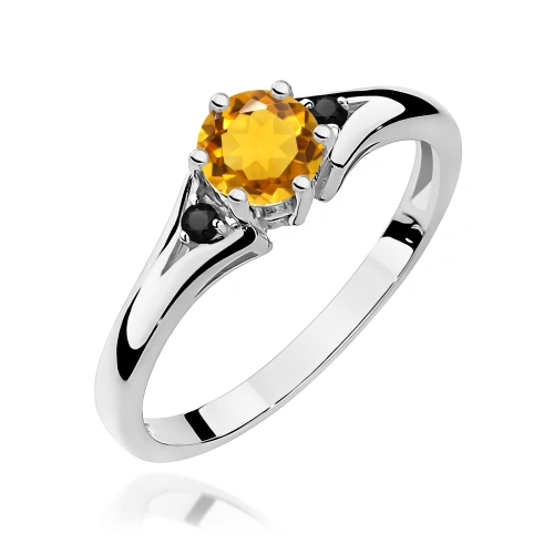 Pierścionek W0076 Cytryn 0,50ct białe złoto 375
