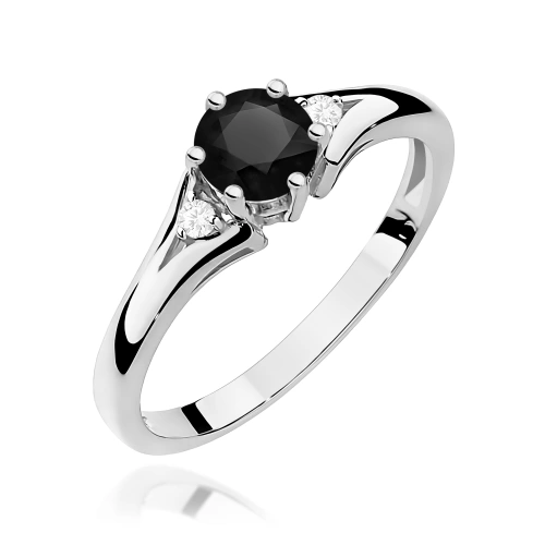Pierścionek W0076 Czarny diament 0,50ct białe złoto 375