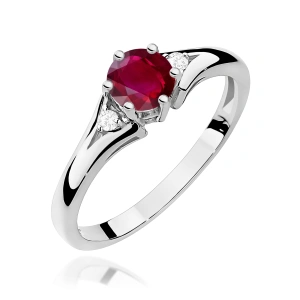 Pierścionek W0076 Rubin 0,60ct białe złoto 375