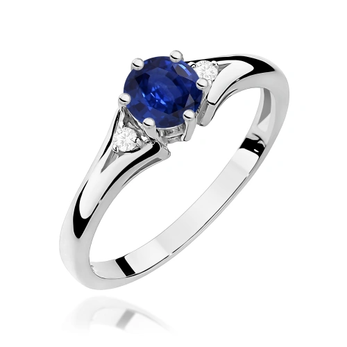 Pierścionek W0076 Szafir 0,50ct białe złoto 375